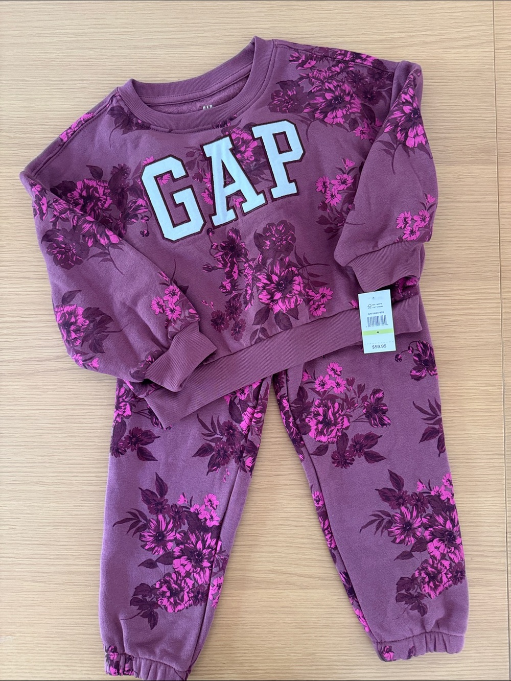 GAP Kids Purple Floral Sweatsuit Set
